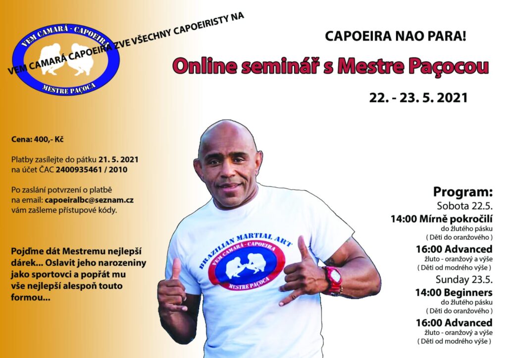 On-line seminář s Mestre Pacoca 22-23.5.2021